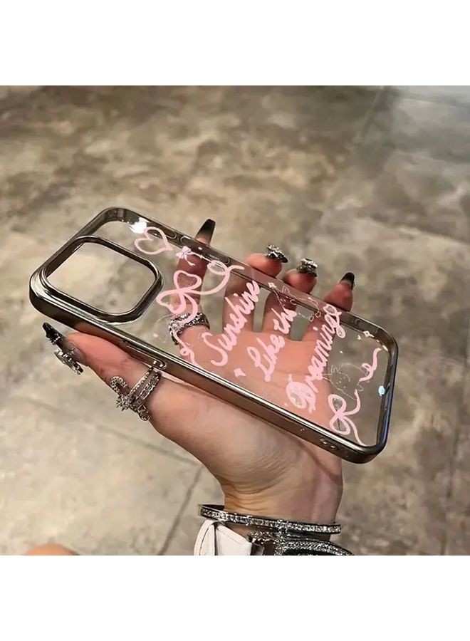 Silver Bunny Phone Case For IPhone 16 Plus Transparent Electroplated Shiny Protective Cover - Image 5